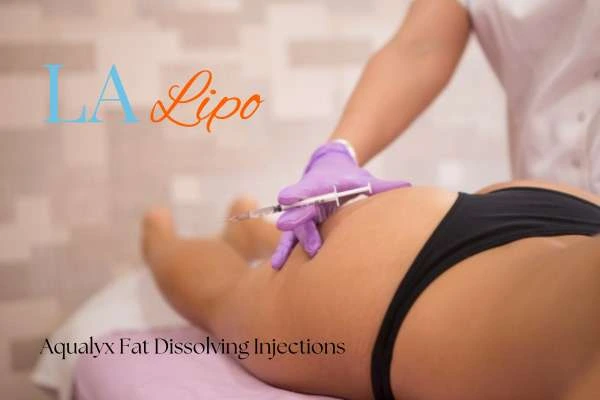 Woman having fat dissolving injections Chippenham on thighs