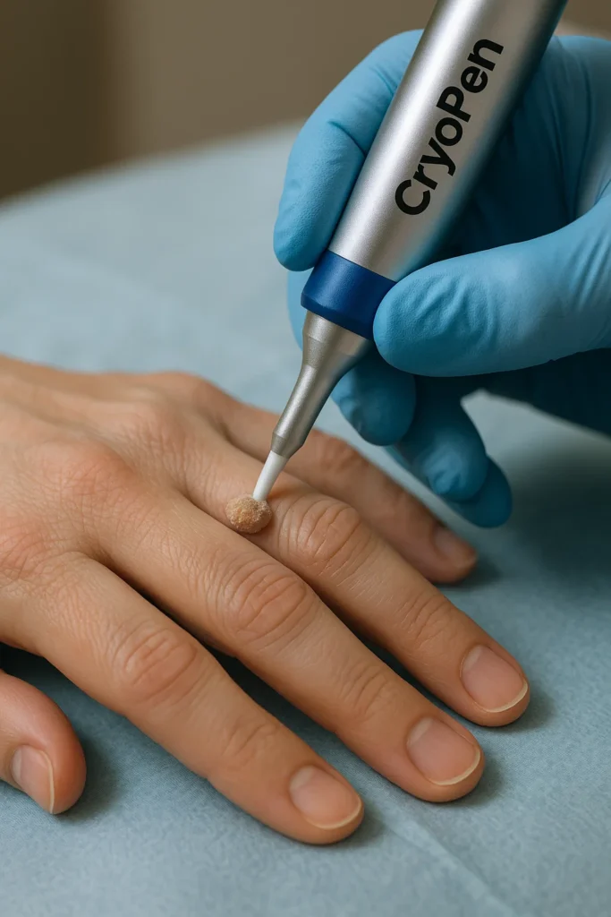 example of cryopen wart removal Chippenham treatment on a persons finger