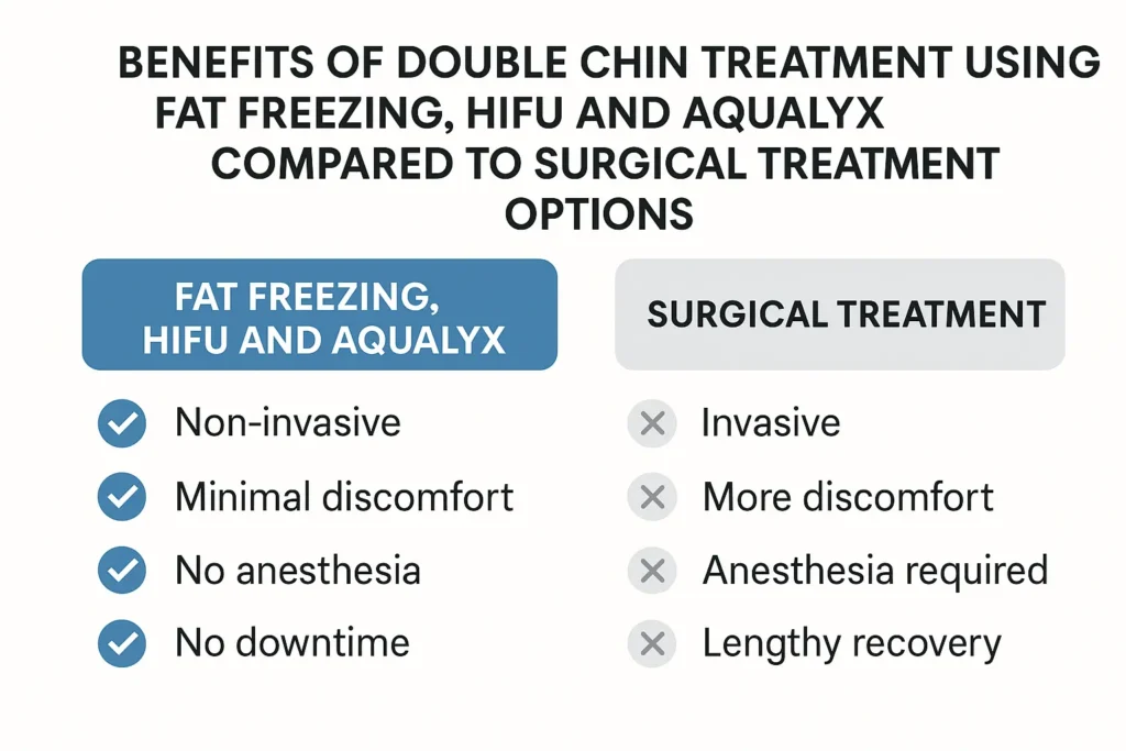 Graphic about the benefits of double chin treatment Chippenham - from LA LIPO