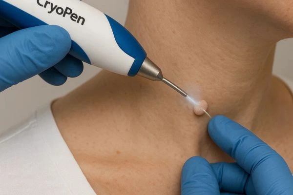 Person receiving Cryotherapy skin tag removal Chippenham